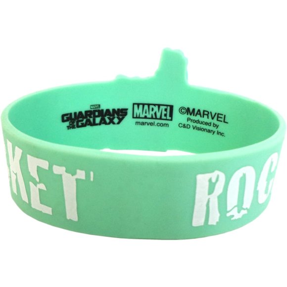 Guardians Of The Galaxy: Rocket Racoon On Teal Rubber Wristband - Picture 2 of 2